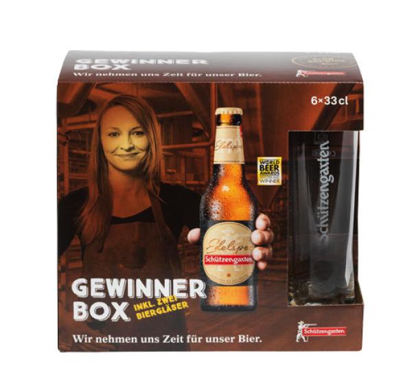 Gewinner-Box 6 x 33 cl plus 2 Gläser